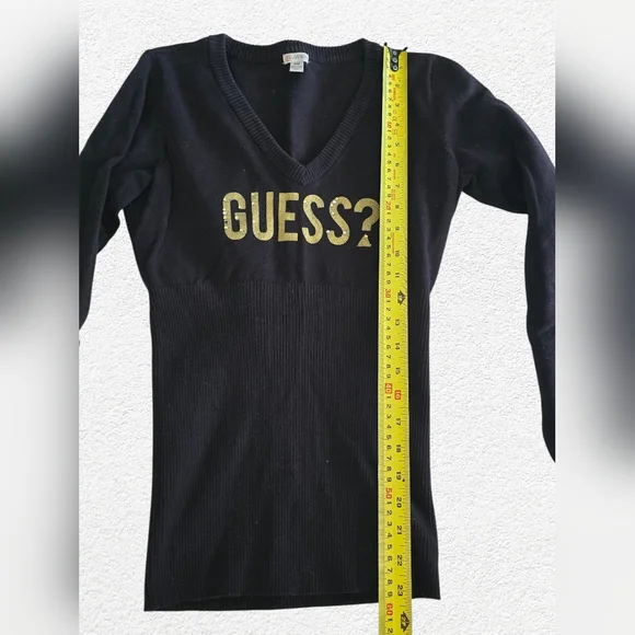 GUESS Sweater Bundle Womens M Logo V Neck + Striped Embellished Sweater - Picture 6 of 11